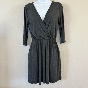 Gray 3/4 sleeve Open Back Dress